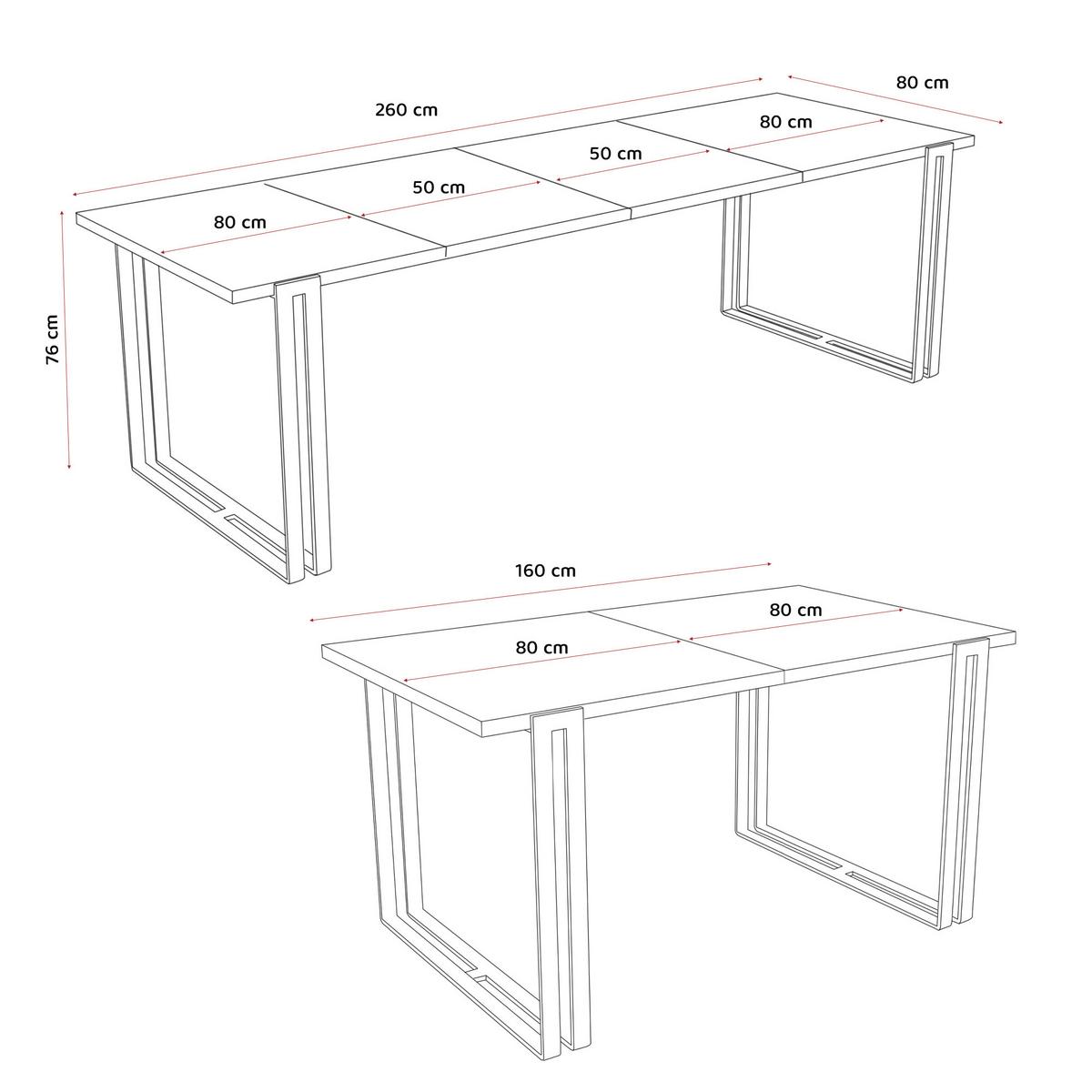 TISCH ausziehbar aus MDF, Weiß - Weiß, Holzwerkstoff (160/80/76cm) - Idohome