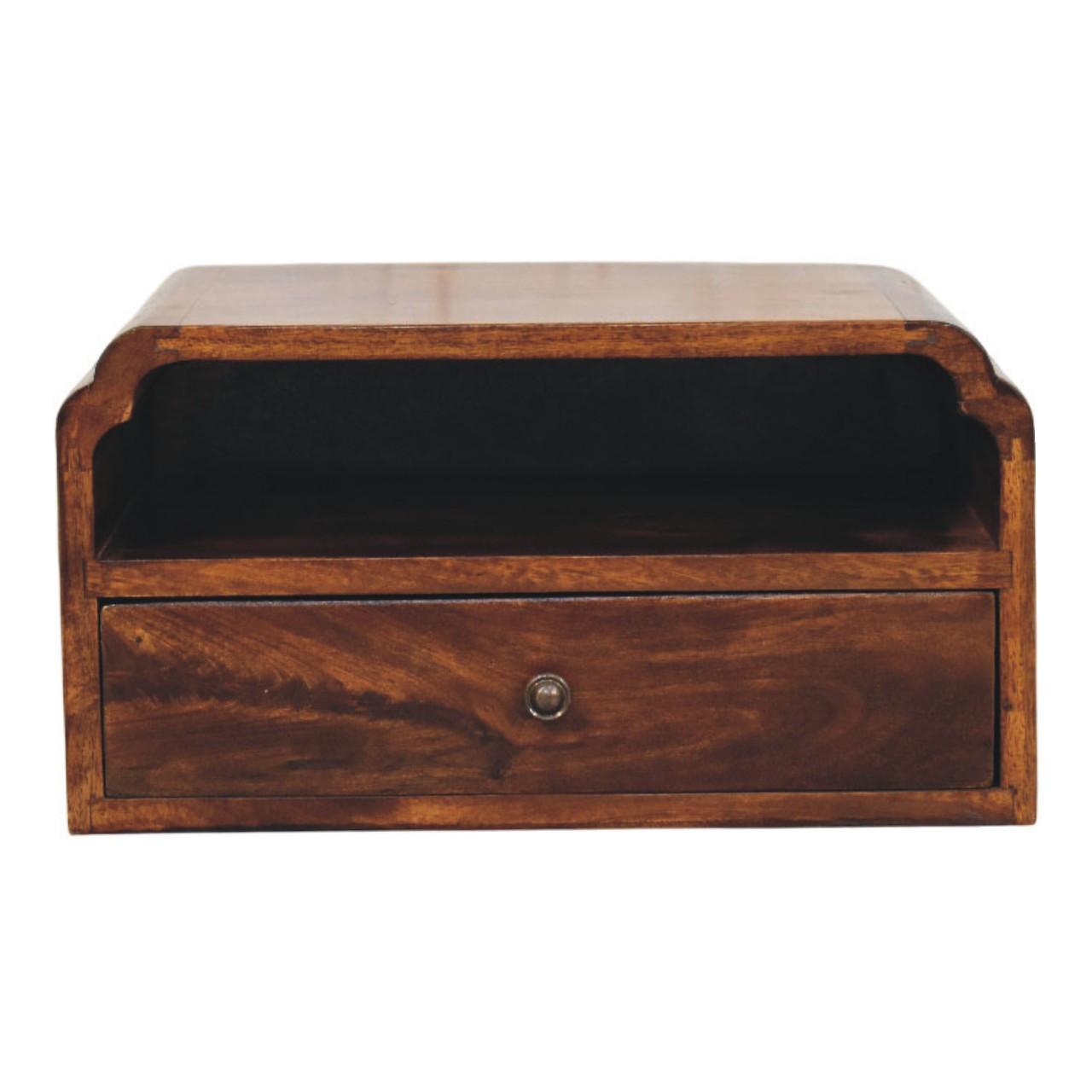 NACHTTISCH mit edlem Kastanien-Finish, 1 Schublade, 1 offene Ablage, braun - Braun, Holz/Metall (45/24/32cm) - Artisan Furniture