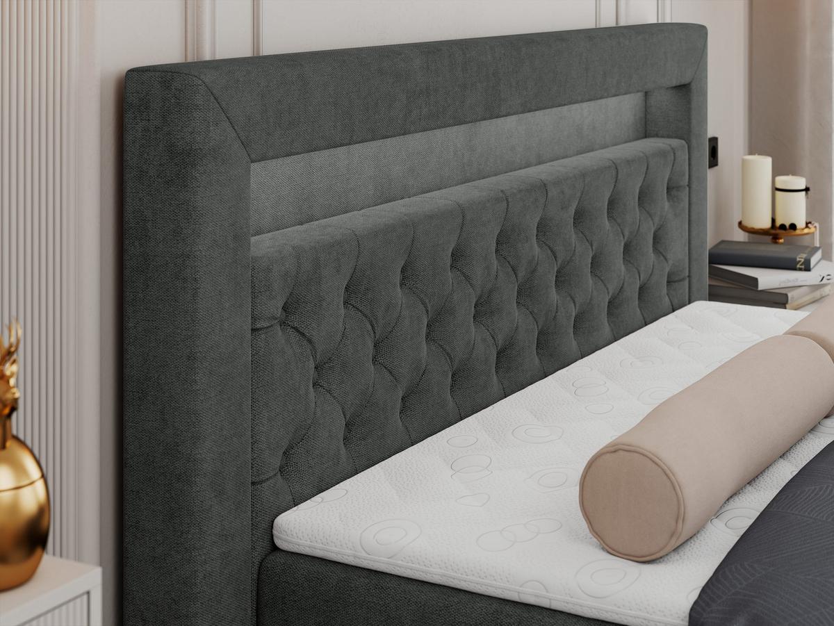 BOXBETT GOLD-6 LED 180/200 Dunkelgrau Struktur - H4 - Dunkelgrau, Holz/Textil (180/200cm) - MKS