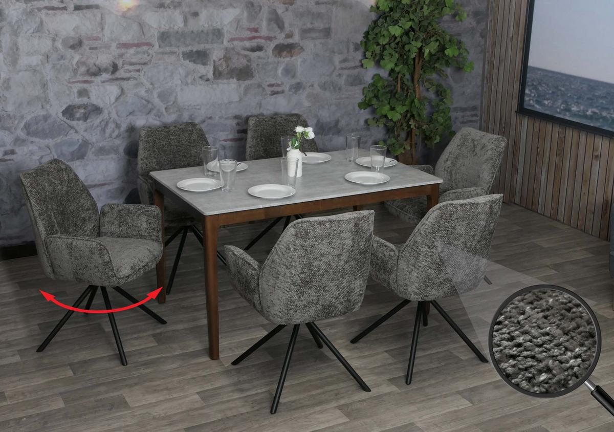 ESSZIMMERSTUHL Anthrazit, Schwarz 6er-Set - Dunkelgrau/Anthrazit, Textil (60/86/60cm) - MCW