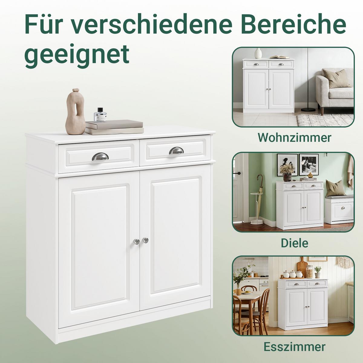 SCHUHSCHRANK mit Schubladen, für 12–15 Paar Schuhe, Weiß - Weiß, Holzwerkstoff (80/82/35cm) - SoBuy