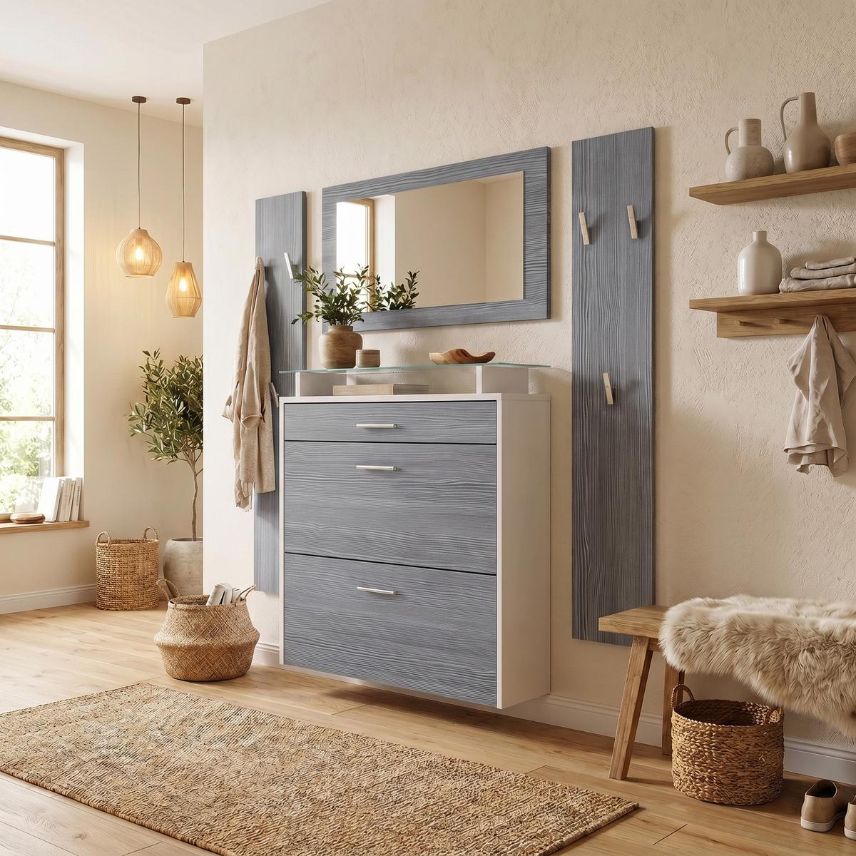 GARDEROBE Malea Front in Avola-Anthrazit - Anthrazit, Holzwerkstoff (180/180/23cm) - Vladon