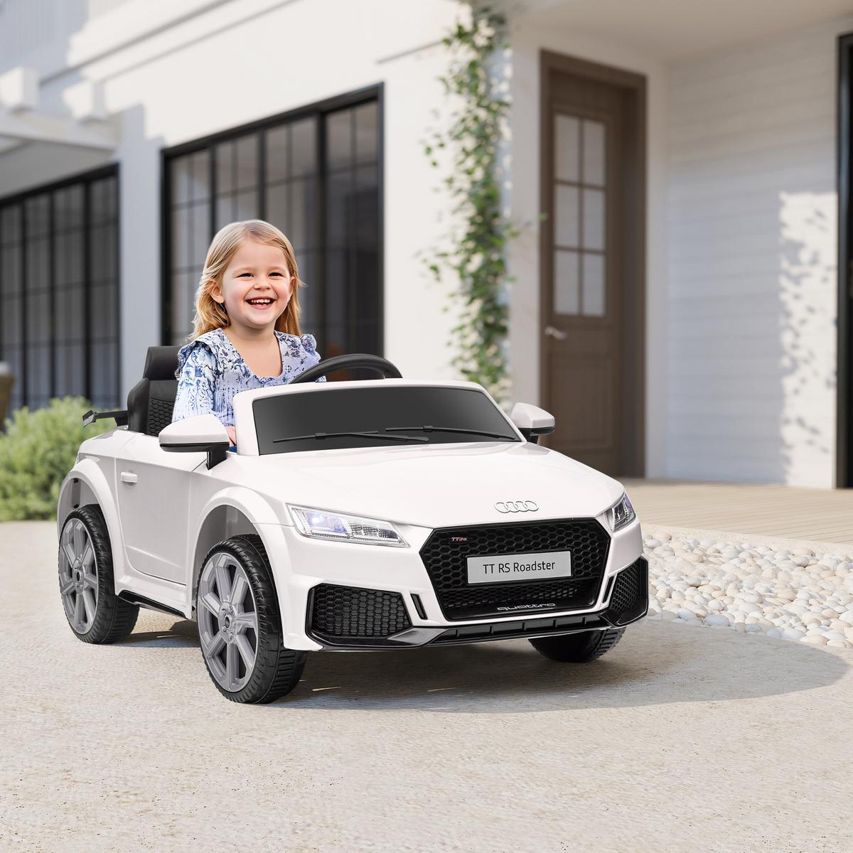KINDER Elektroauto 12V Kinderauto mit 2,4G Fernbedienung, Musik, Weiß - Weiß, Metall (102/60/44cm) - HOMCOM