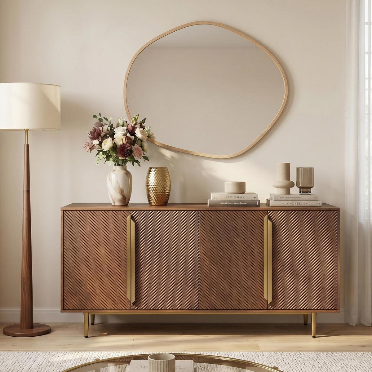 SIDEBOARD TAGULA braun, gold - Braun, Holz (180/75/45cm) - IDIMEX