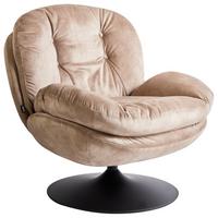 DREHSESSEL Beige Nolvik - Sandfarben/Schwarz, Textil (82/82/85cm) - Beliani