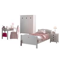 KINDERZIMMER Kamila 10 weiß aus MDF mit Bett, Schrank und Nachtkonsole - Weiß, Holzwerkstoff (390/1/190cm) - 58aufmkessel