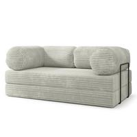 BETTSOFA ALVIO aus Schaumstoff Kordstoff Hellgrau Schlaffunktion - Hellgrau, Textil (170/68/80cm) - MASSENO