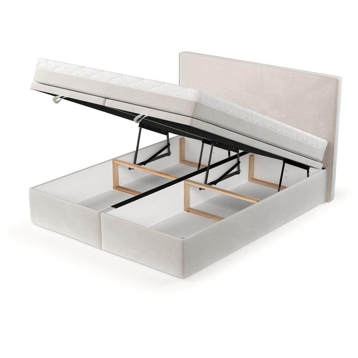 BOXBETT Zalla 160/200 cm Creme im Paros Stoff - Creme/Schwarz, Holz/Holzwerkstoff (160/200cm) - AltaBeds