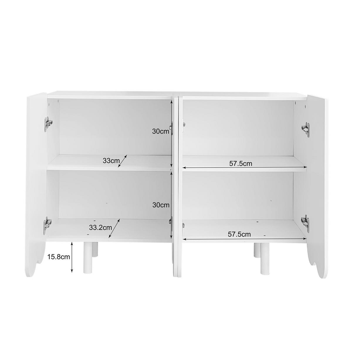 SIDEBOARD mit Metallfüßen und Rillen-Design - Weiß, Holzwerkstoff/Metall (120/80/38cm) - Urban Meuble
