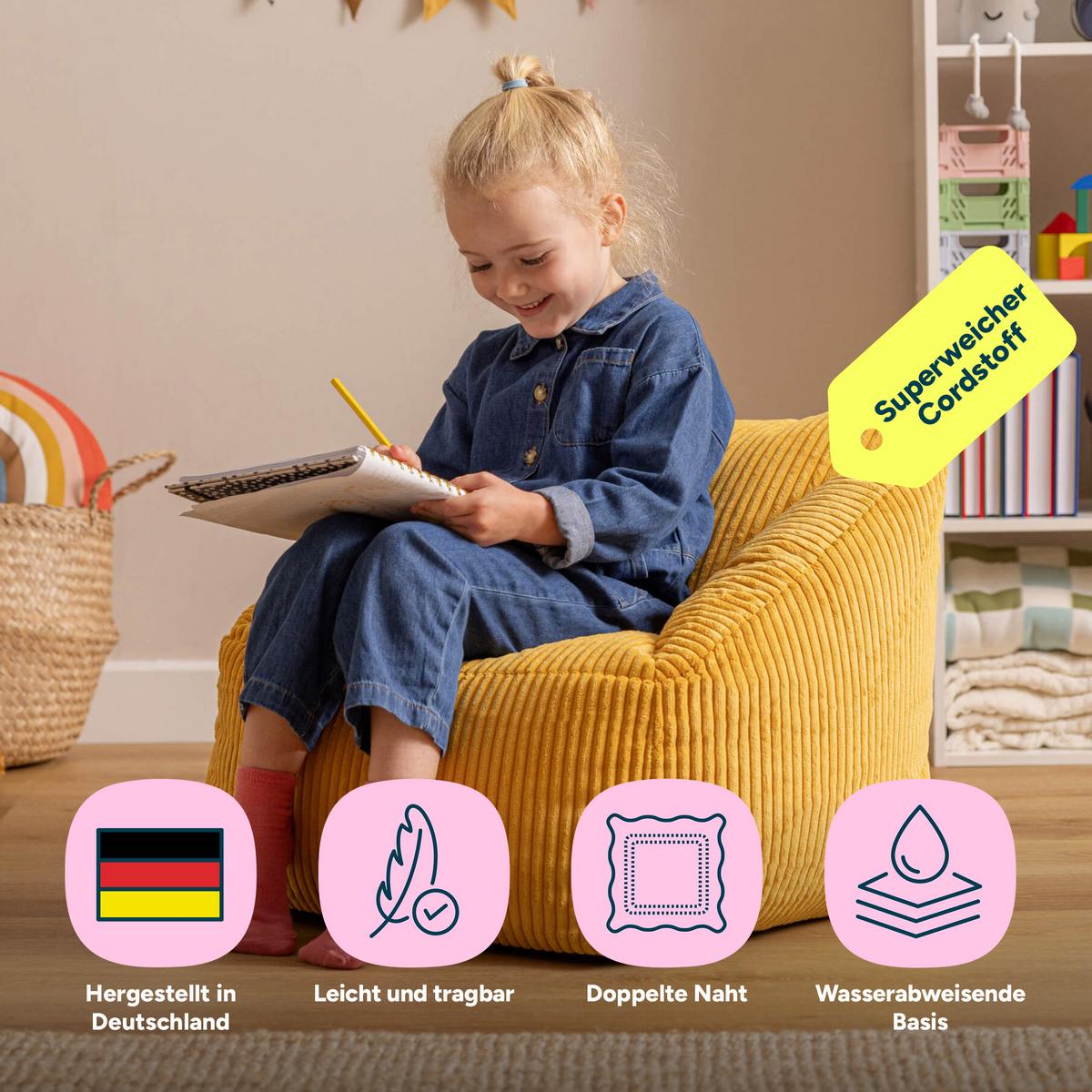 SITZSACK Flauschig für Kinder - Gelb, Textil (55/44/55cm) - icon