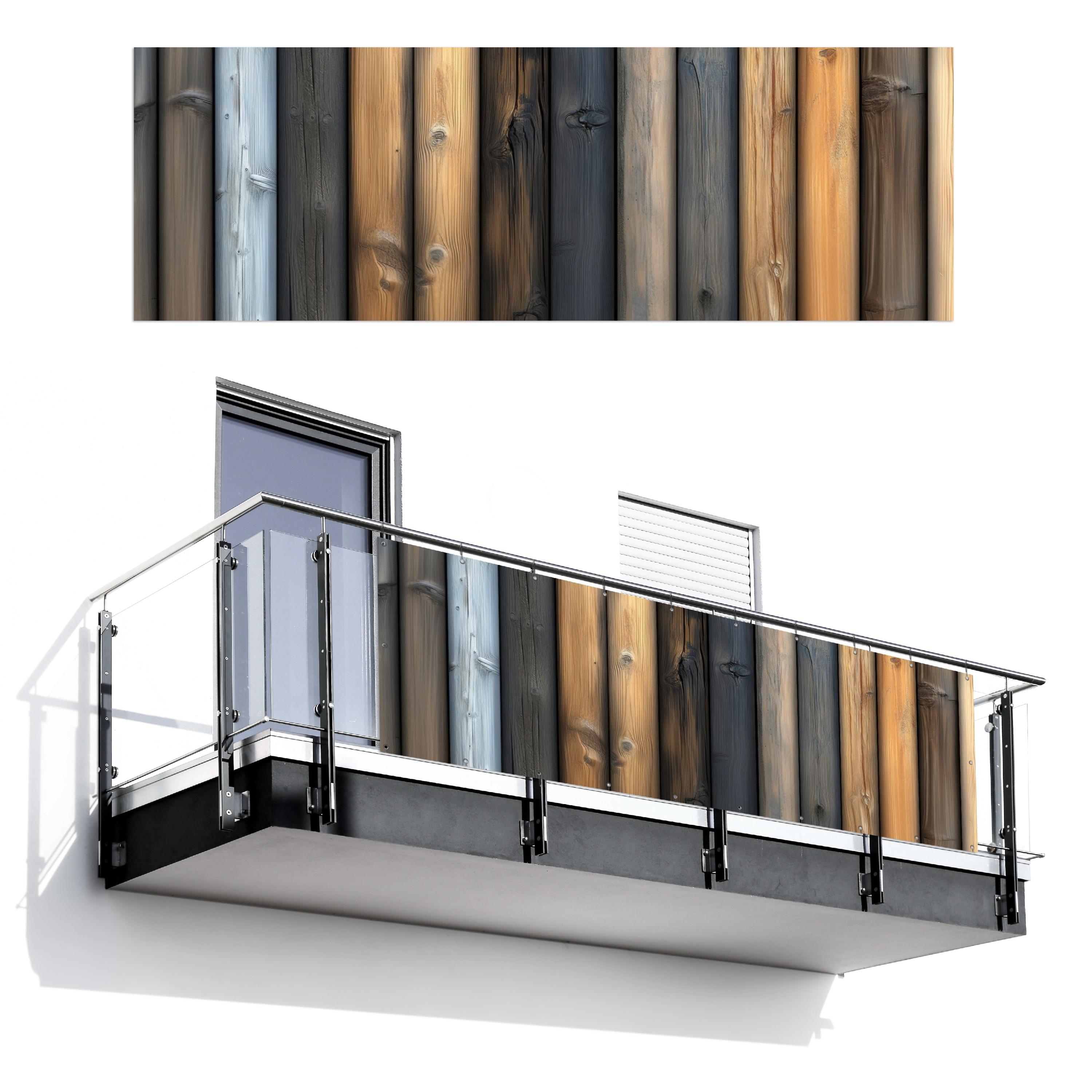 BALKON-SICHTSCHUTZ Holz - Dielen - Gemischt Windschutz 300x100 cm - Teakfarben, Kunststoff (300/100cm) - MuchoWow