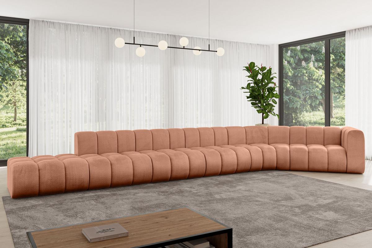 ECKSOFA modulares Sofa Tilmo-L3 - 581x194x70 cm Apricot - Koralle, Holzwerkstoff/Textil (581/194cm) - ALTDECOR