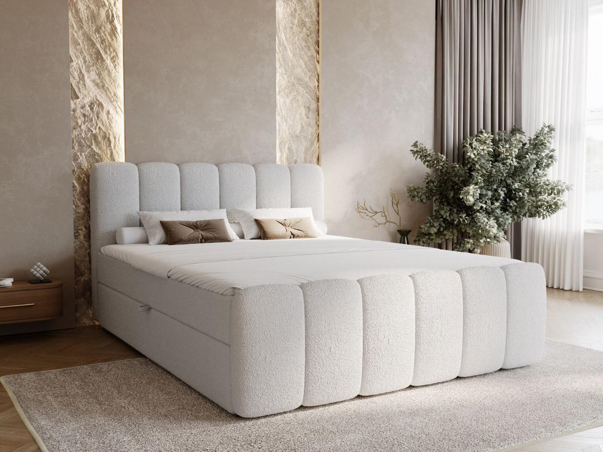 BOXBETT Cloud 160x200 Bouclé-Stoff Grau - Grau, Holz/Textil (160/200cm) - Graingold