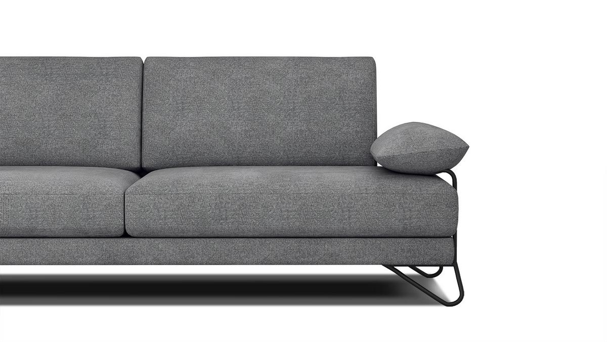 SOFA LORI 3-Sitzer, grau - Schwarz/Grau, Holzwerkstoff/Textil (245/87/96cm) - Wozimo