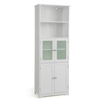 BADSCHRANK mit Glastüren Weiß - Weiß, Holz (60/163/30cm) - COSTWAY