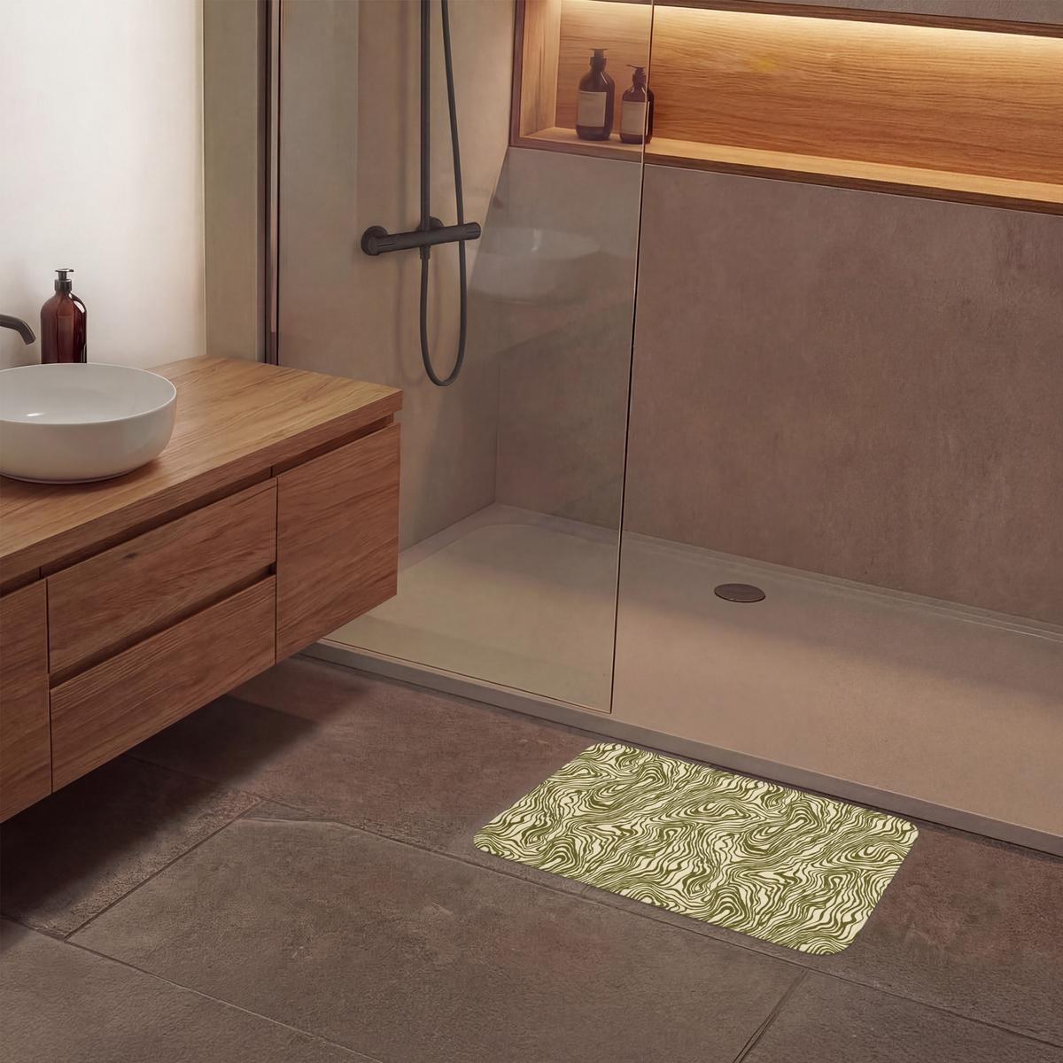 BADEMATTE Abstrakt - Marmor - Grün 60x40 cm - Dunkelgrün, Textil (60/40cm) - OnlyWow