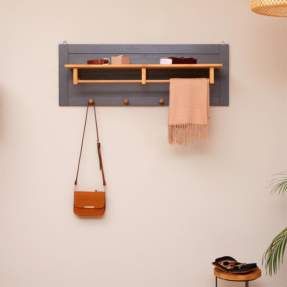 WANDGARDEROBE BOLTON anthrazit/braun - Anthrazit/Braun, Holz (109/40/27cm) - IDIMEX