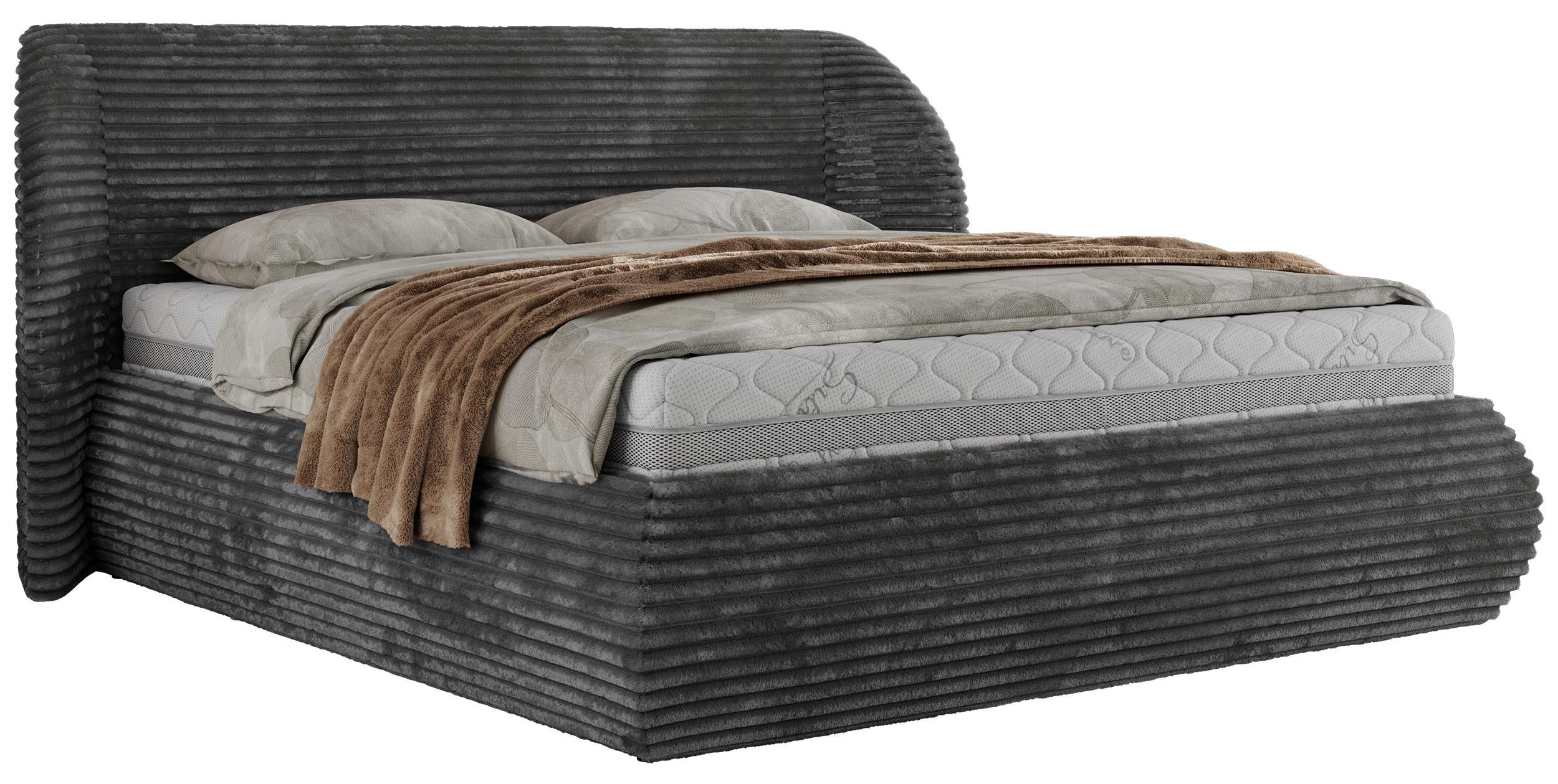 POLSTERBETT CAELA CLASSIC 200/200 - Grau Cord - Schaum-Matratze - Grau, Textil (200/200cm) - MKS