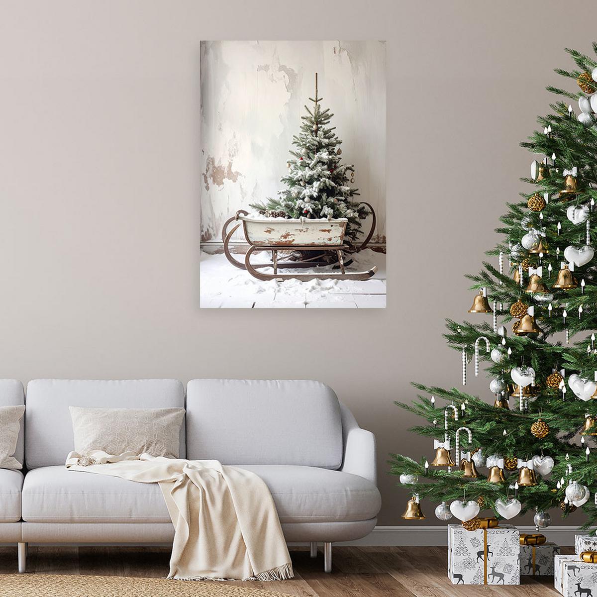 LEINWANDBILD Weihnachten 80x120cm - Grau, Textil (80/120cm) - Feeby