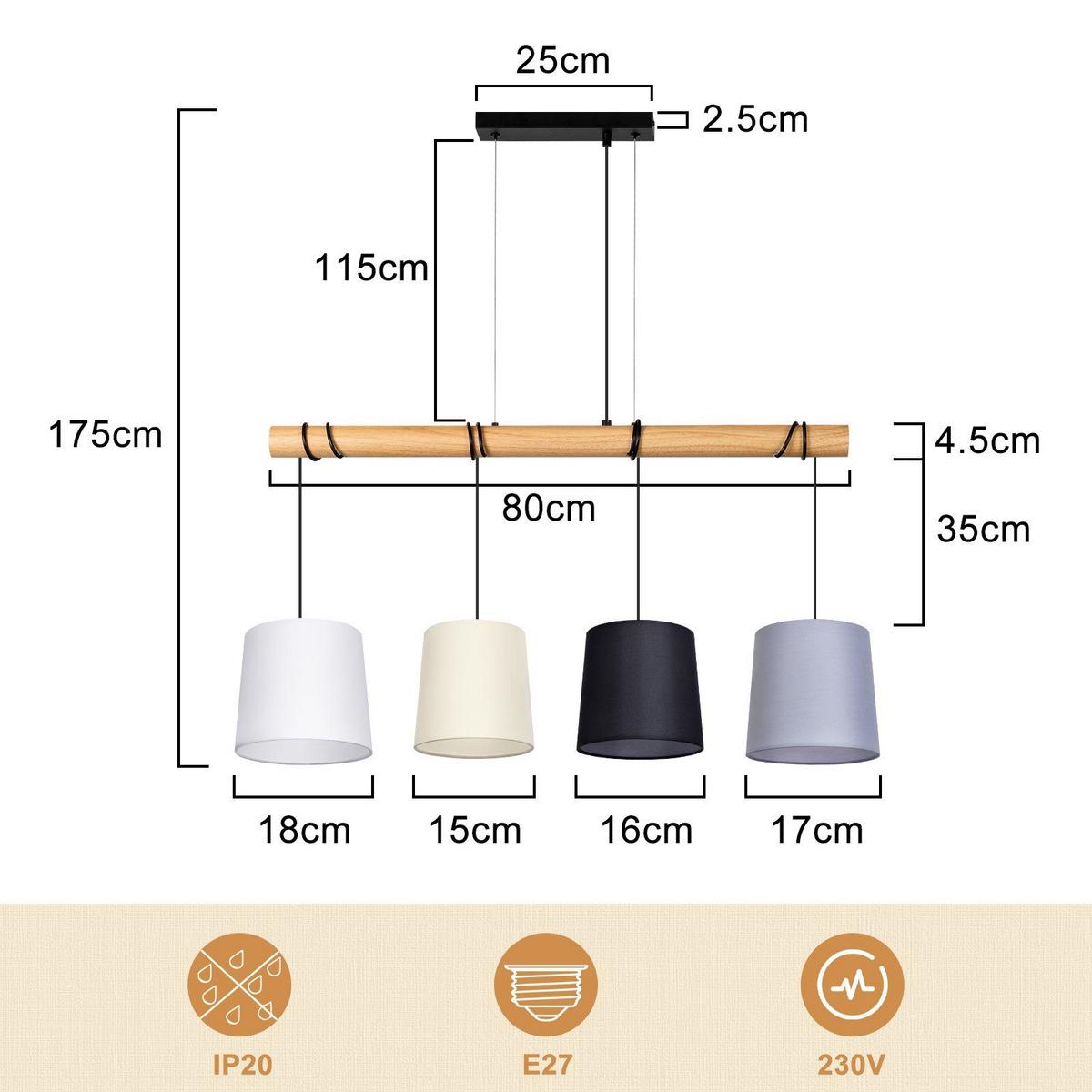 PENDELLEUCHTE Eindruck 80/18/175 cm - Braun, Holzwerkstoff (80/18/175cm) - Nettlife