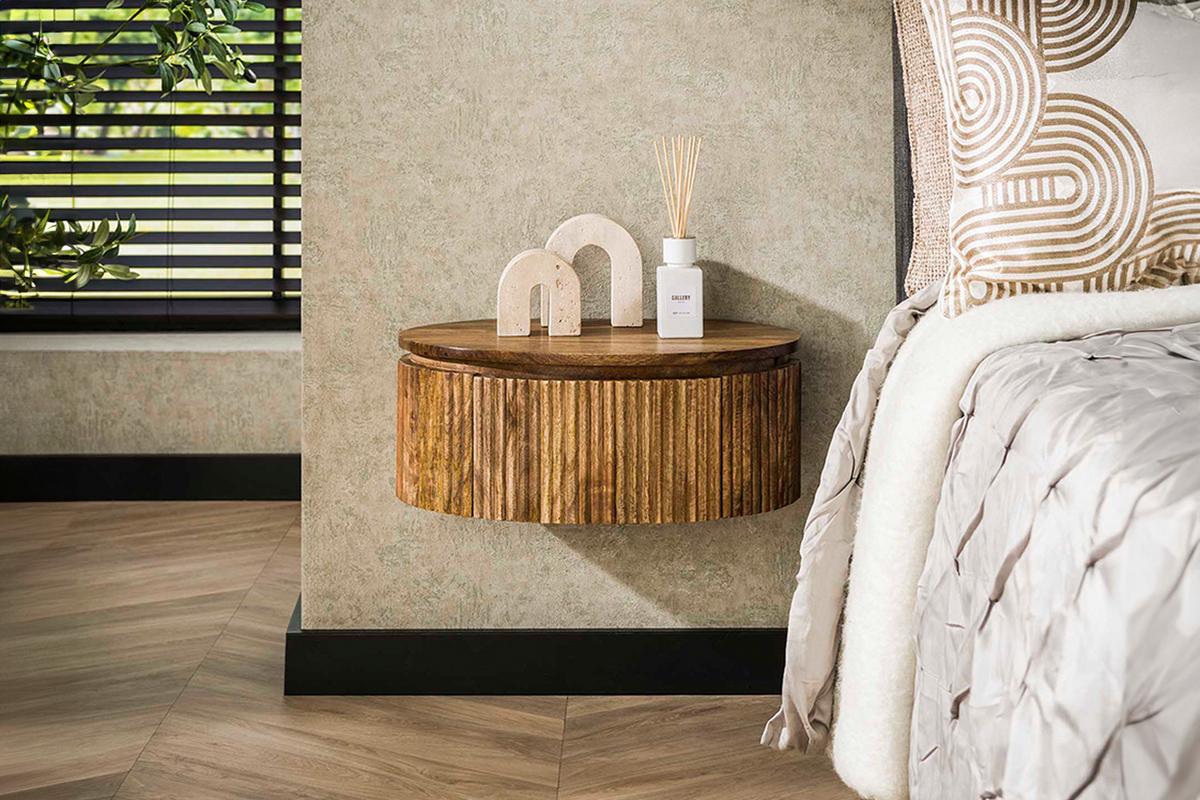 NACHTTISCH HEVE Holz Mango - Zwetschgeholzfarben, Holz (50/20/35cm) - KAWOLA