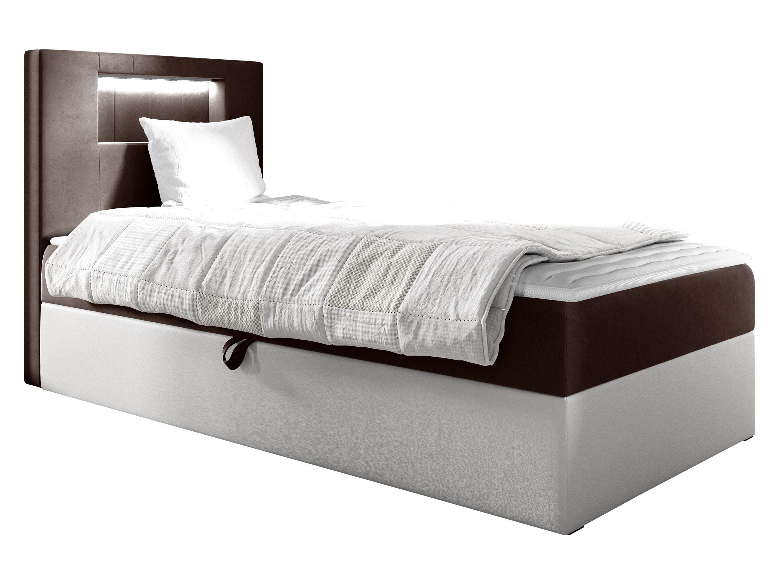 BOXBETT Gold Junior 1, Seite zum Öffnen des Bettkastens: Links - H3 - Weiß/Braun, Holz (90/200cm) - MIRJAN24