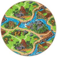 KINDER SPIEL STRASSEN TEPPICH DINO WELT RUND - Grün, Textil (160/160cm) - Snapstyle