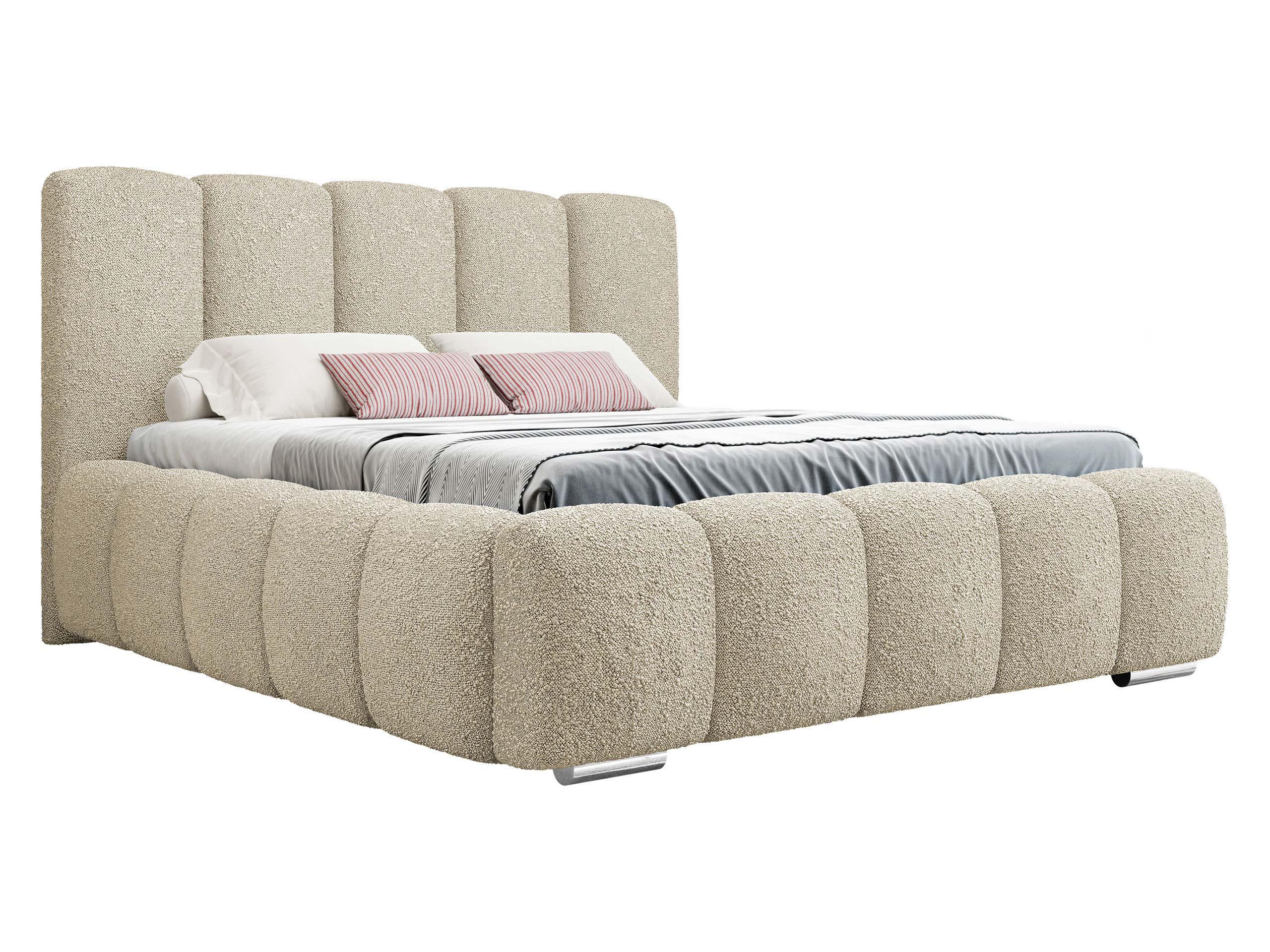 POLSTERBETT Wizko Boucle - Chromfarben/Beige, Holz/Holzwerkstoff (140/200cm) - MIRJAN24