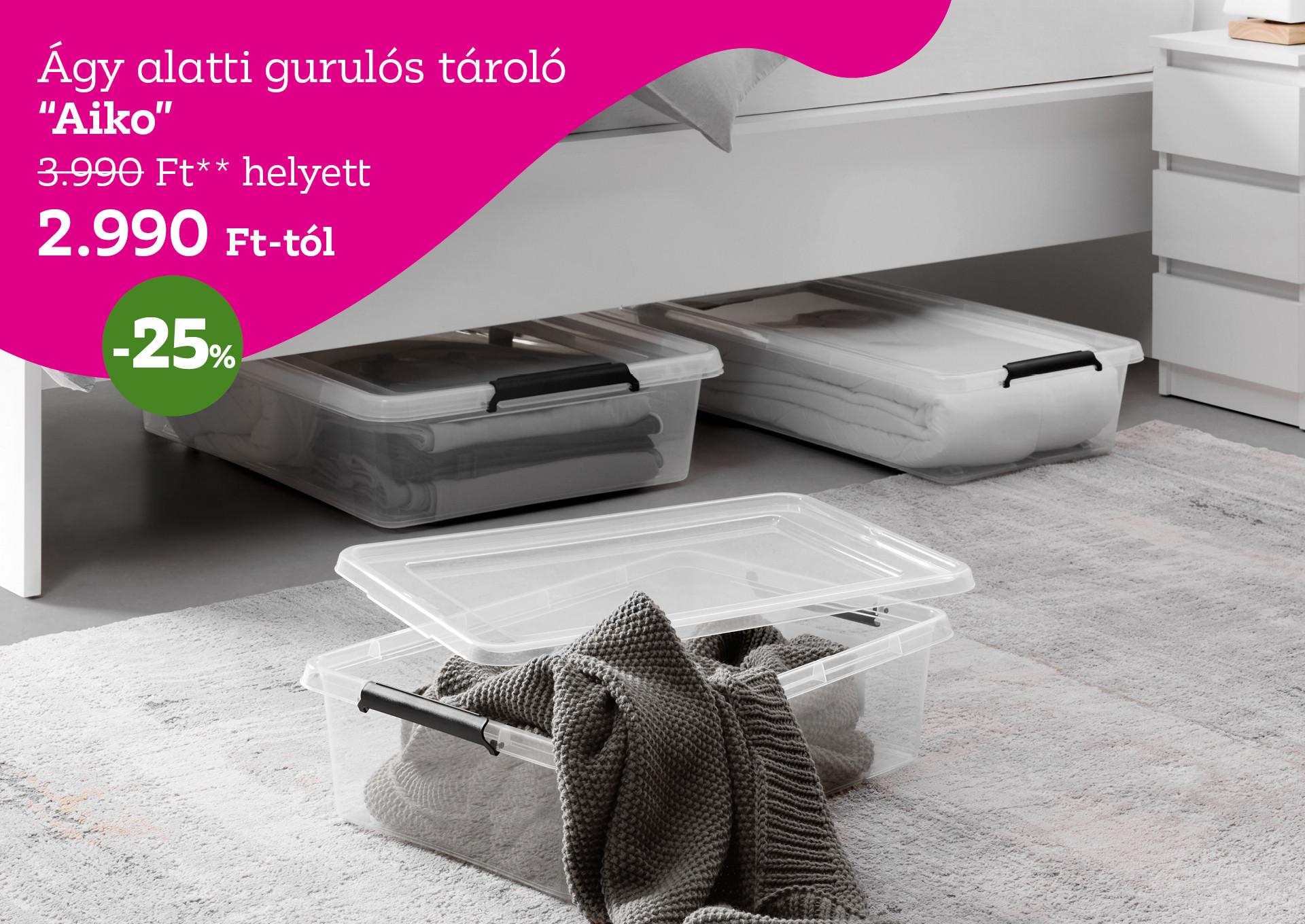 Ágy alatti gurulós tároló AIKO 3990 Forint helyett 2990 Forint, kedvezmény mértéke 25%