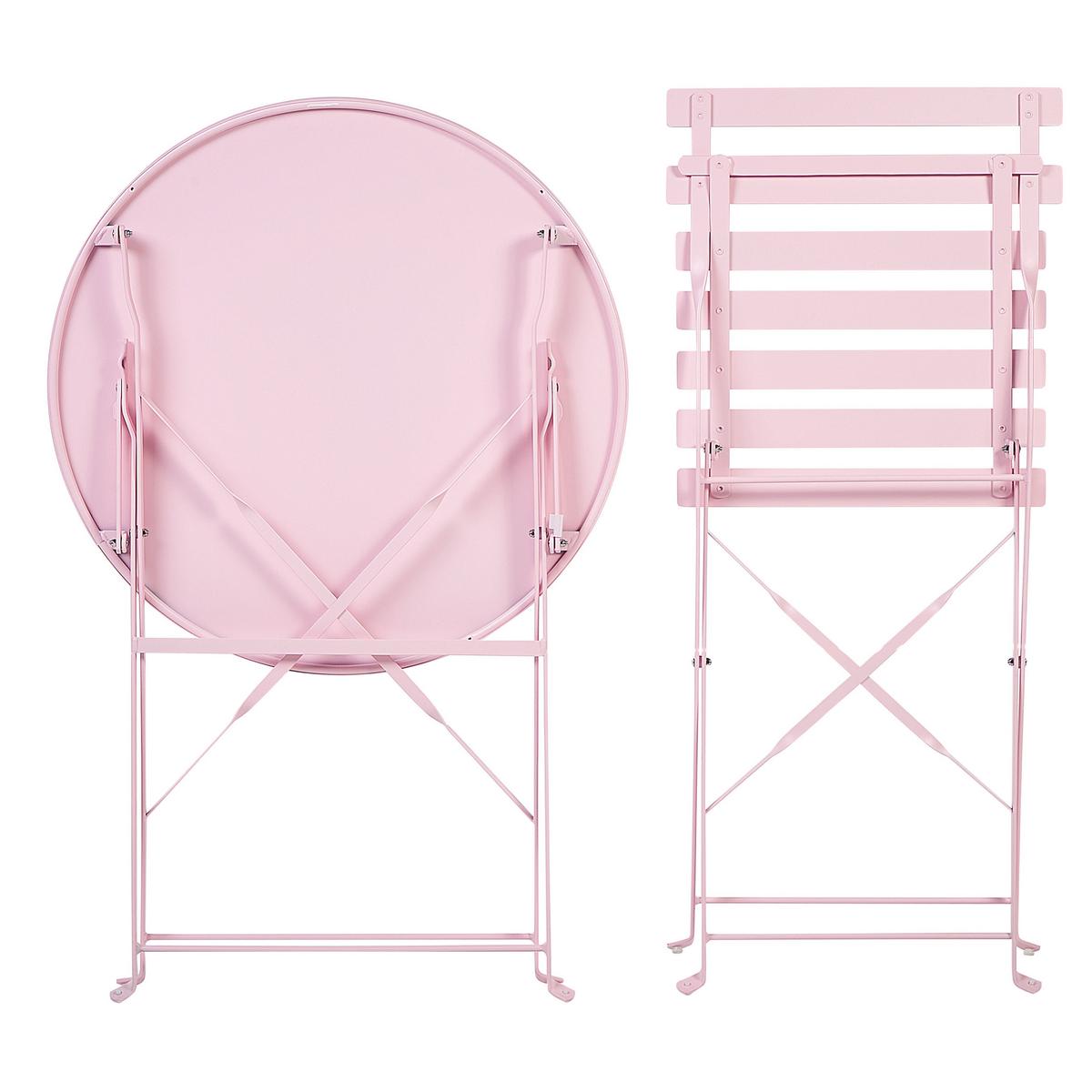 BALKONSET 2-Sitzer pastellrosa zusammenklappbar Fiori - Pink, Metall - Beliani