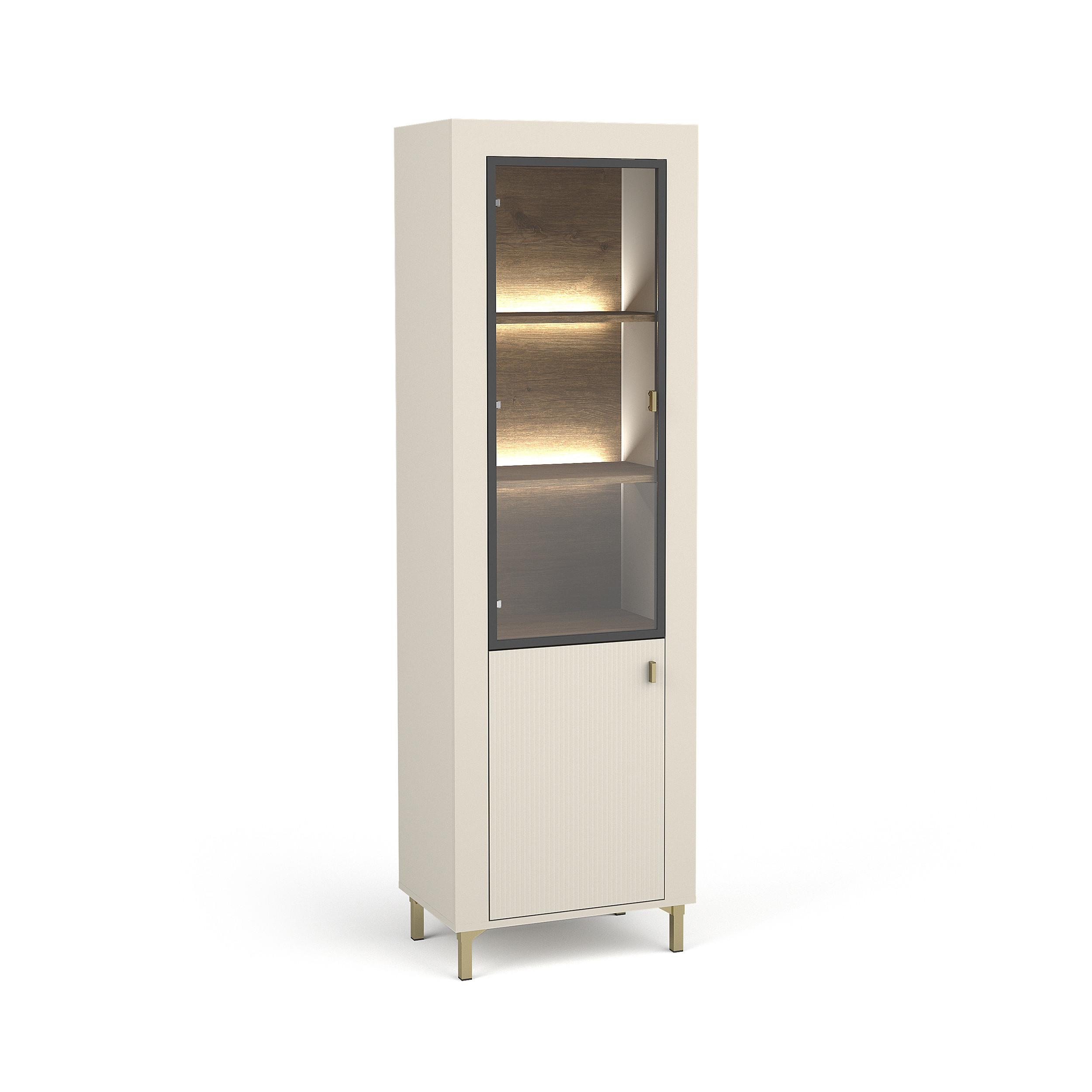 VITRINE Monta mit 2 Türen und LED-Beleuchtung, Kaschmir - Kaschmir, Holzwerkstoff (60/194/40cm) - Beautysofa