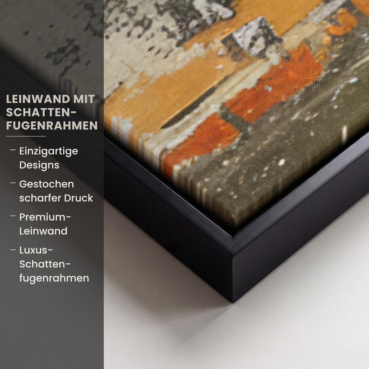 LEINWAND Bilder mit Rahmen - Graffiti - Banksy - Mädchen - Straßenkunst - 150x100 - Sandfarben, Textil (150/100cm) - MuchoWow