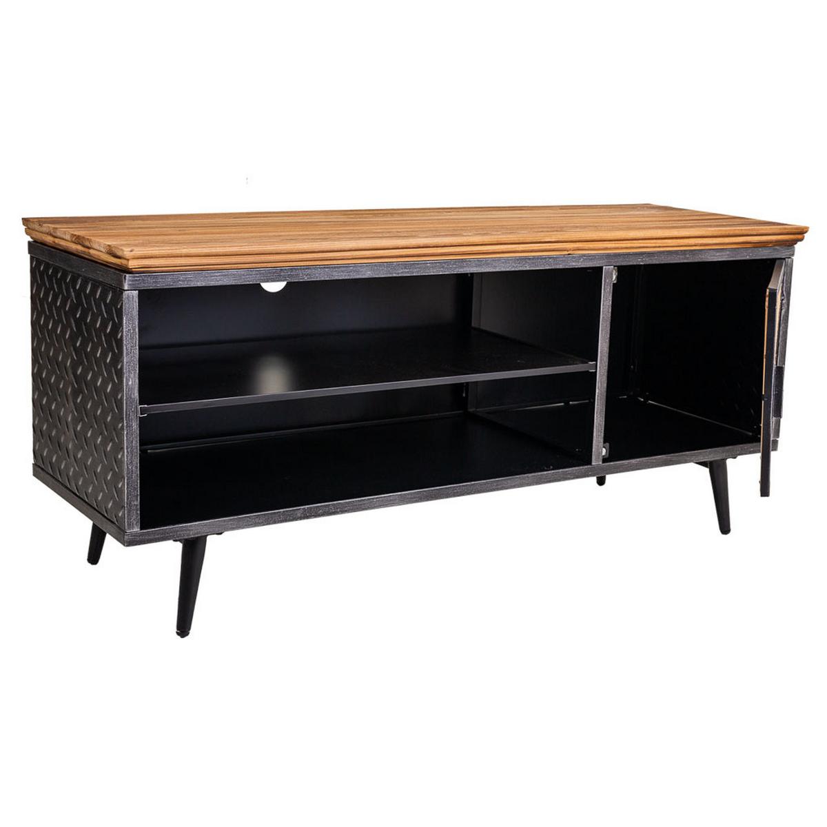 TV-LOWBOARD aus Metall und Holz, schwarz, 120x40x57cm - Multicolor, Metall (120/56.5/40cm) - Wanderlust