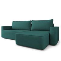 ECKSOFA BELARO CL Blau Samtstoff mit Schlaffunktion - Blau, Holzwerkstoff/Textil (280/162cm) - MASSENO