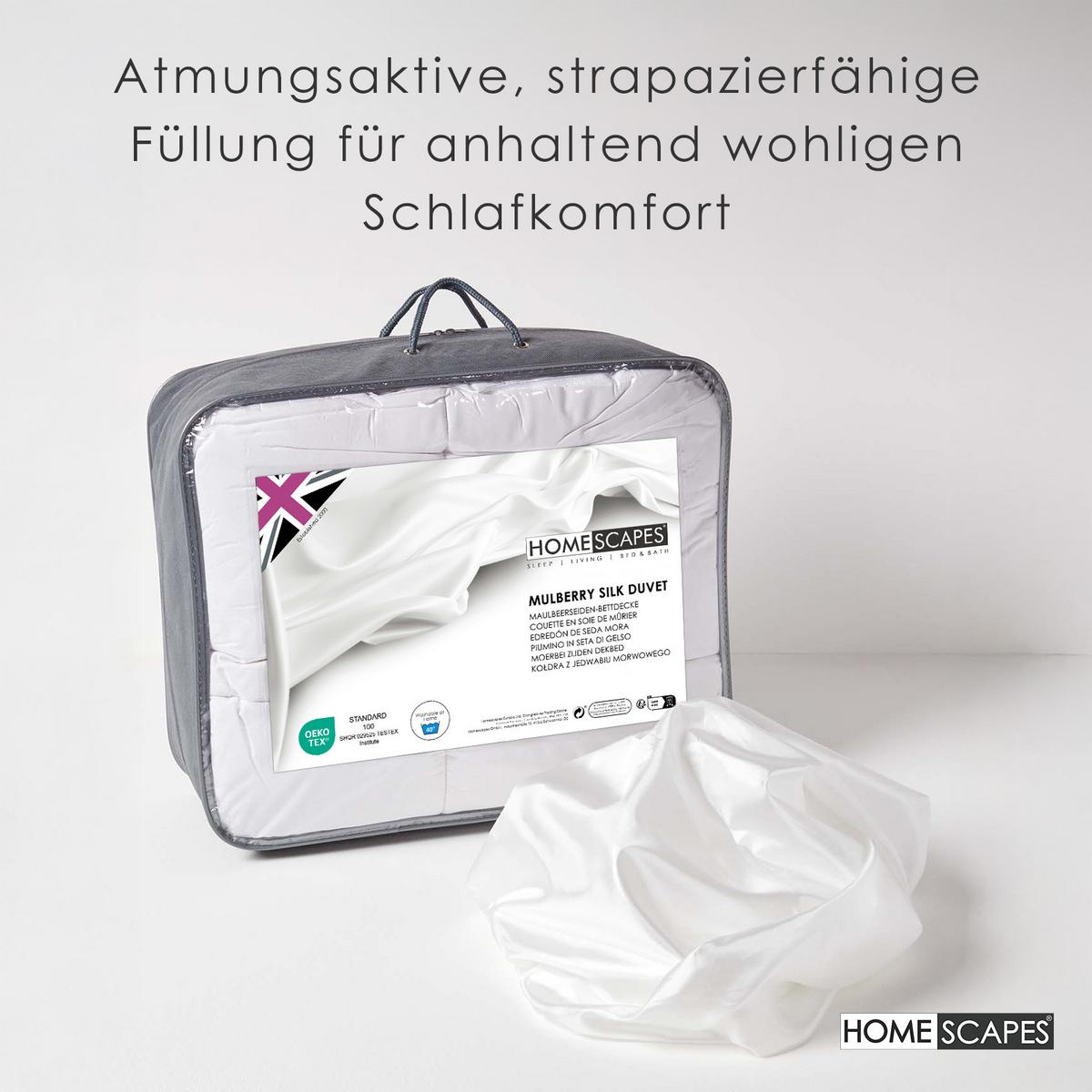WINTERDECKE 155/220 cm, Seidenmischung - Weiß, Textil (155/220cm) - Homescapes
