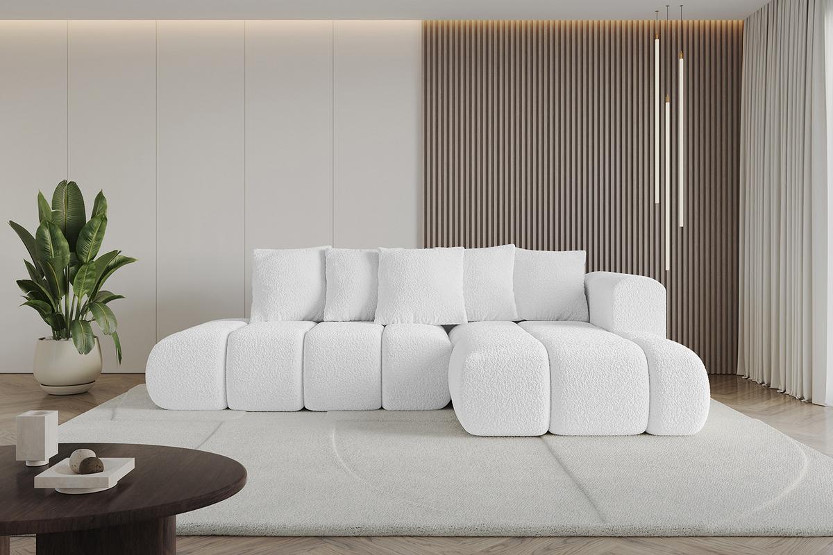 ECKSOFA Ottomane Rechts CLOUD-L-v1 280x185x90 Weiß Bouclé - Weiß, Holzwerkstoff/Kunststoff (185/280cm) - ALTDECOR