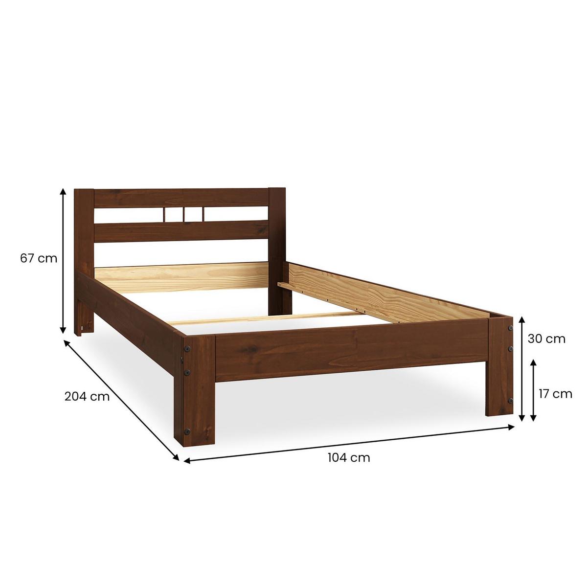 MASSIVHOLZBETT THEO 100x200 cm Kastanie - Kastanienfarben, Holz (100/200cm) - IDIMEX
