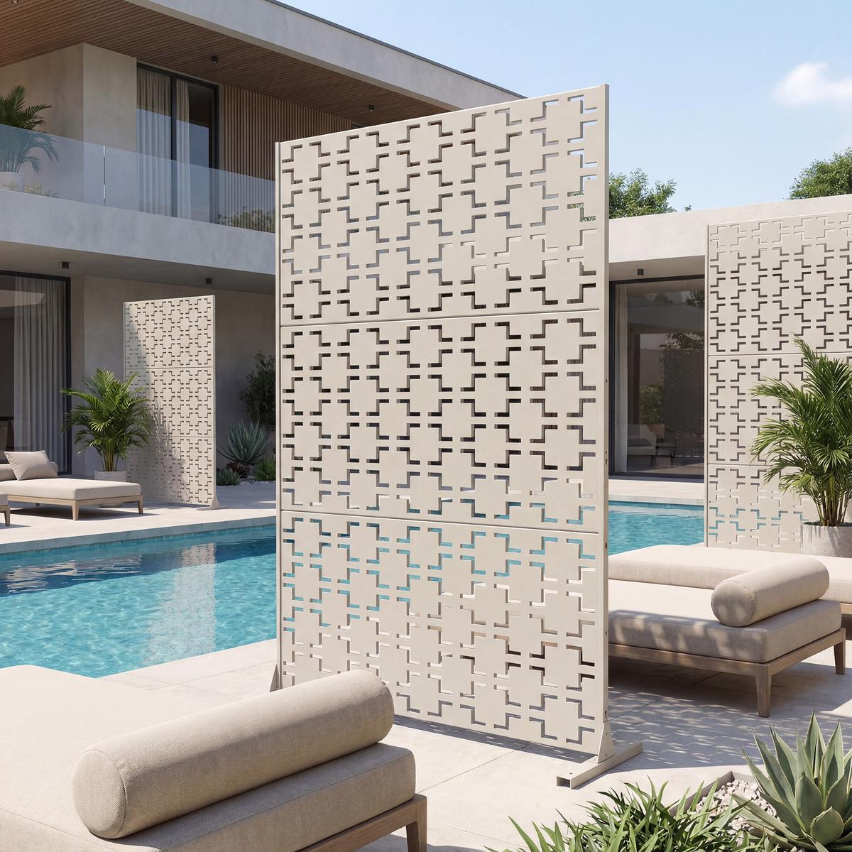 TRENNWAND Basciano - Beige, Metall (90/180cm) - casa.pro