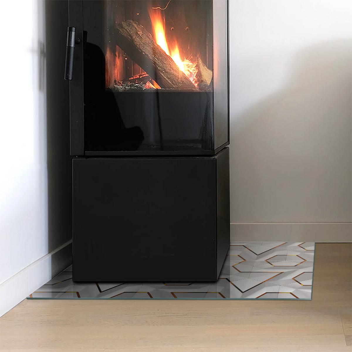 GLASPLATTE für Kamin 60x40 cm - Weiß, Glas (60/40/0.4cm) - TULUP