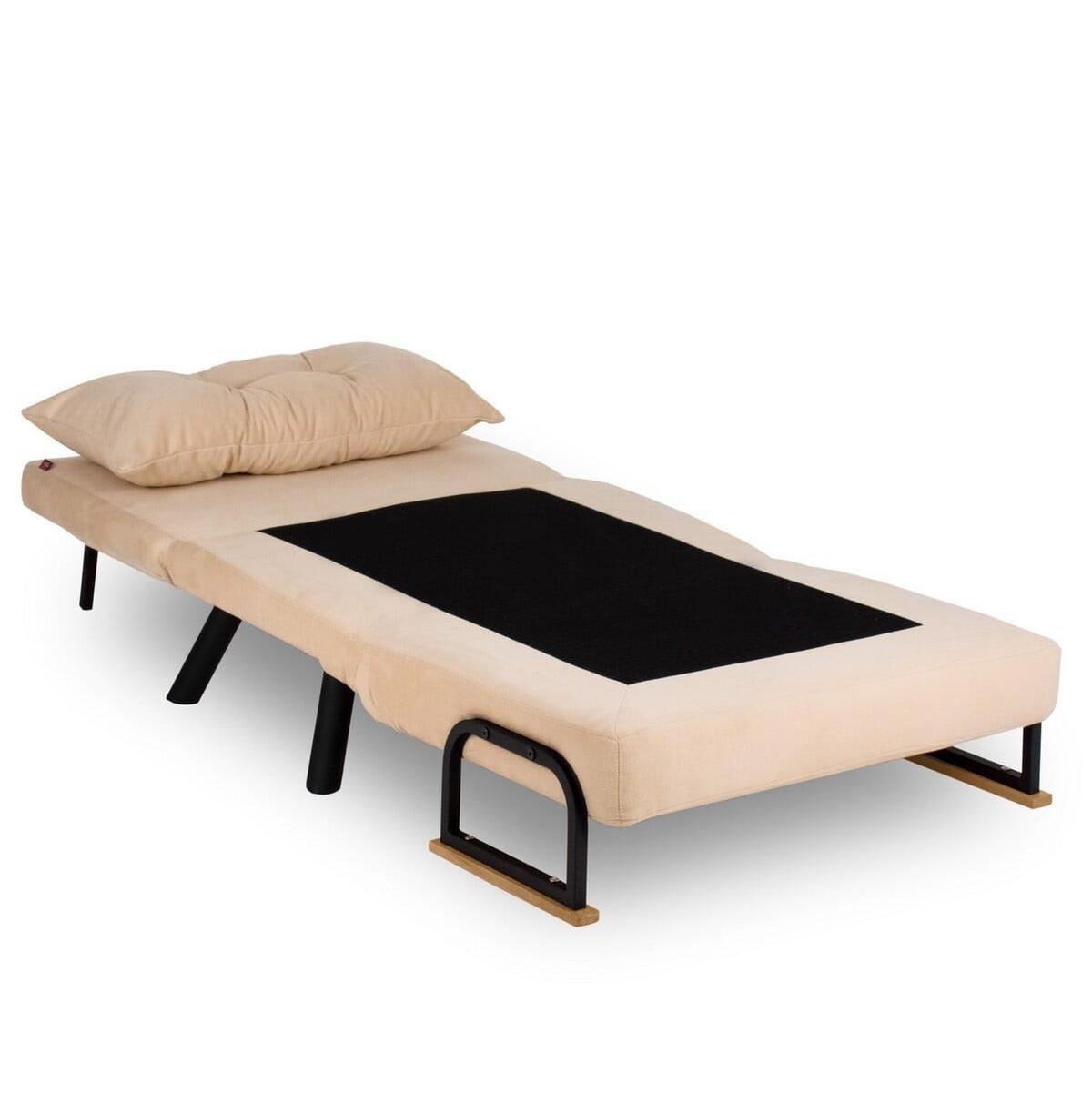SESSEL mit Stoffbezug und Metallfüßen, umwandelbar 67/50/41 cm - Beige, Metall (50/41/60cm) - Calicosy