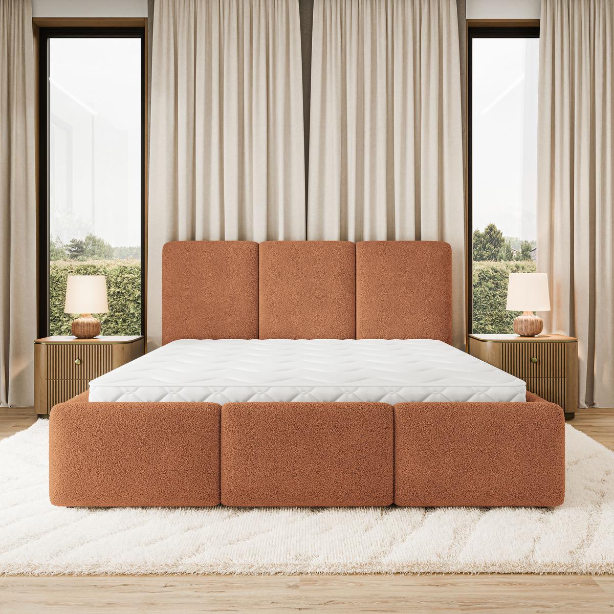 POLSTERBETT MORENA Q 120x200 cm mit Bettkästen - Kupferfarben - Kupferfarben, Holz (120/200cm) - MASSENO