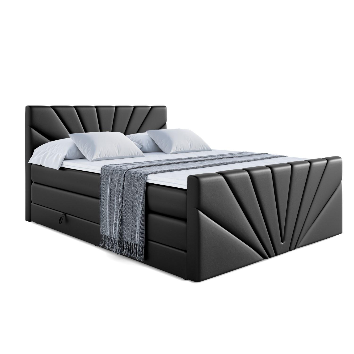 BOXSPRINGBETT MILTIO-Z KING - 140x200 - H3/H4 - Schwarz Hochglanz - Schwarz Hochglanz, Holzwerkstoff (140/200cm) - ALTDECOR