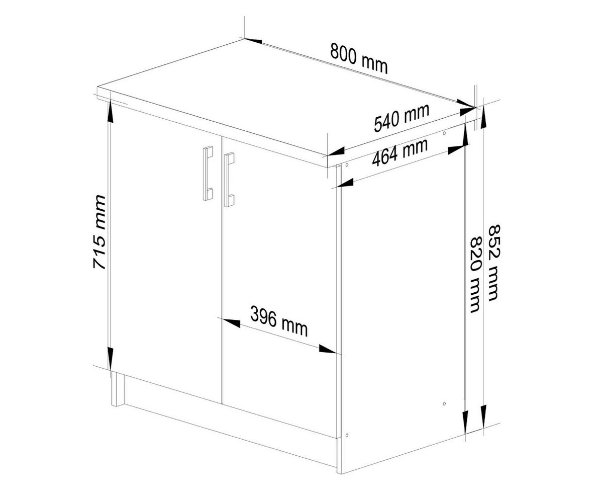 UNTERSCHRANK Weiß, Eiche Sonoma 82/80/44,5 - Weiß/Eiche Artisan, Holzwerkstoff (80/82/44.5cm) - RAUMHIRSCH FURNITURE