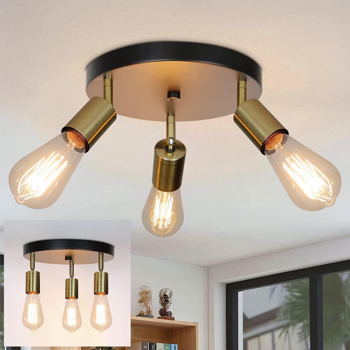 DECKENSTRAHLER Heidi 3-flammig 24/24/12 cm - Goldfarben, Metall (24/24/12cm) - Nettlife