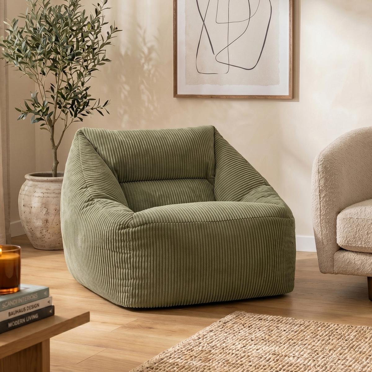 SITZSACK Cord Sessel Natalia - Salbeigrün, Textil (97/73/84cm) - icon