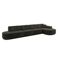 ECKSOFA Ottomane Rechts MARI-L3-v3 - 413x171x83 cm Schwarz Velours - Schwarz, Holzwerkstoff/Kunststoff (171/413cm) - ALTDECOR