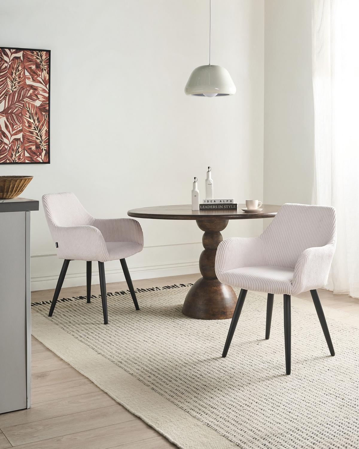 ESSZIMMERSTUHL 2er-Set Cord Hellbeige Mori - Beige, Textil (56/83/64cm) - Beliani