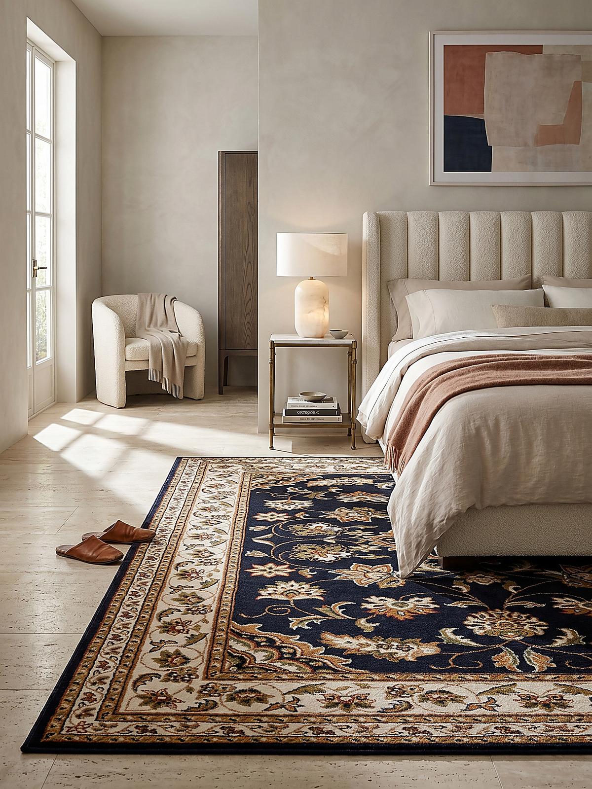 TEPPICH GLAZERT, klassisch-floral, Dunkelblau, 200 x 290 cm - Blau, Textil (290/200cm) - KADIMA DESIGN