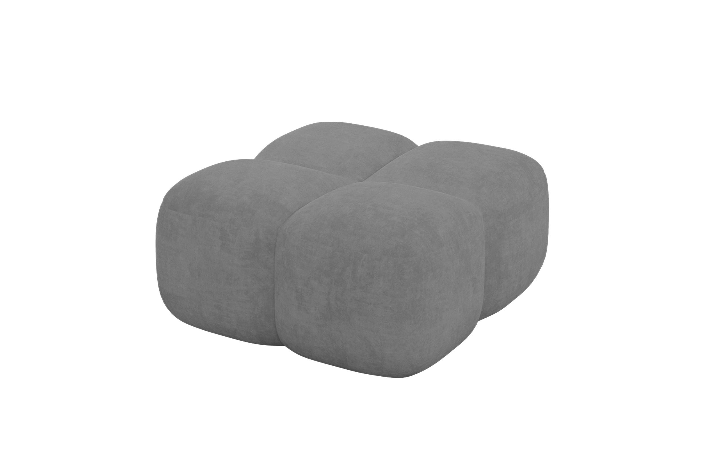 POUF Miko-Puf 90x90x45 cm Grau Velours Modular Sitzhocker - Schwarz/Grau, Holzwerkstoff/Kunststoff (90/43/90cm) - ALTDECOR
