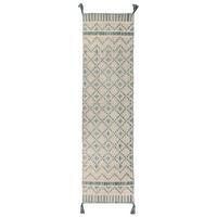 LÄUFER Ethno-Muster, handgewebt, elfenbein-türkis LEELA - Beige, Textil (60/200cm) - KADIMA DESIGN